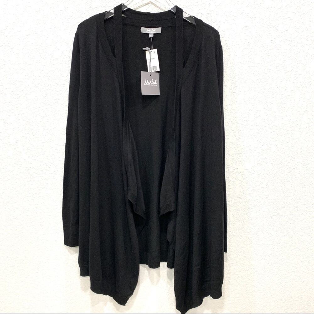 Marled Reunited Hi-Low Cut Out‎ Neck Black Cardigan - Picture 3 of 8